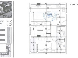 Shitet apartament 2+1 zona: Laprake / Spitali ushtarak / Dogana